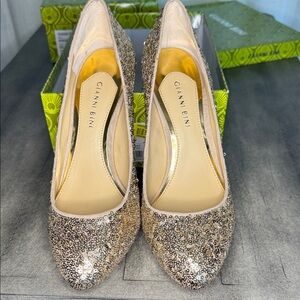 Gianni Bini Sparkling Gold Sequin Heels